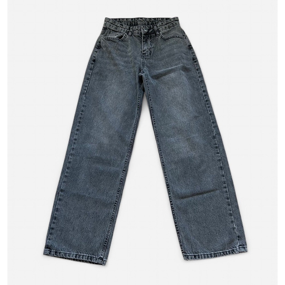 Baggy Wide Leg Jeans Skater Grunge Retro 90s Women's S Charcoal Denim High Rise